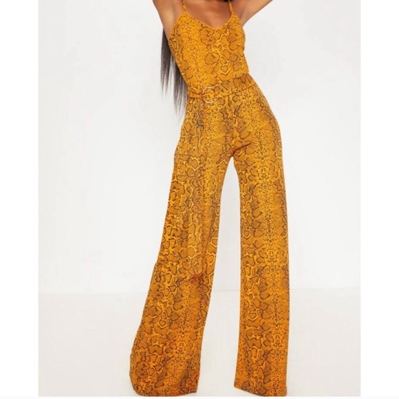 Snake print jumpsuit -Mustard - Picture 2 of 2
